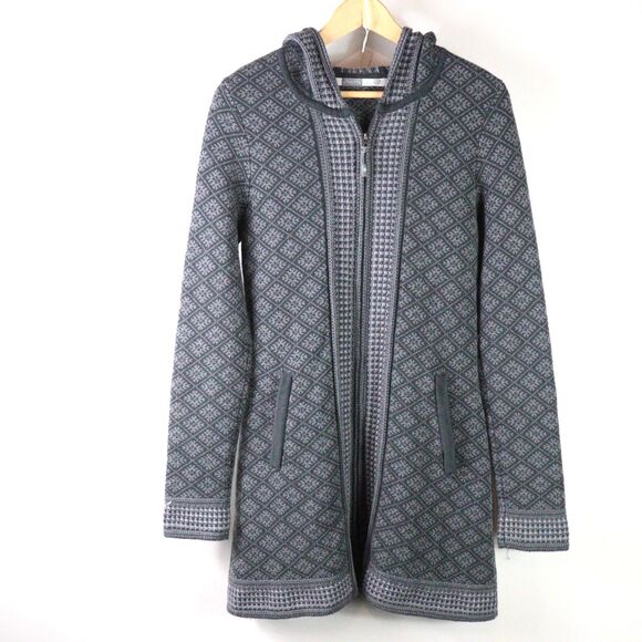 EC Athleta Spooner Summit Fair Isle Nordic Hoodie Zip Sweater Jacket size S - Picture 2 of 6